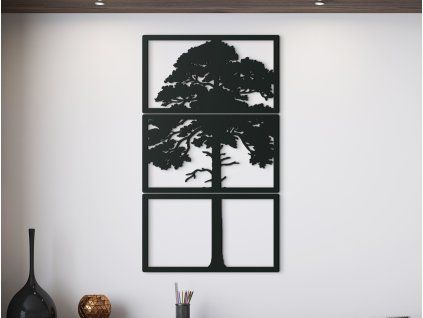 Mehrteiliges Bild BAUM AUF EINER WIESE (Bildabmessungen 45,5 x 26 cm, Bildfarbe Grau)