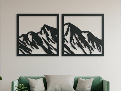 2-teiliges Bild BERGE (Bildabmessungen 22 x 45,5 cm, Bildfarbe Grau)