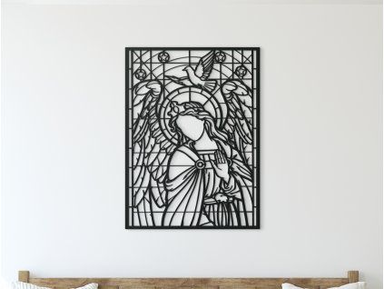 Holzbild ENGEL (Bildabmessungen 120,5 x 89 cm, Bildfarbe Grau)