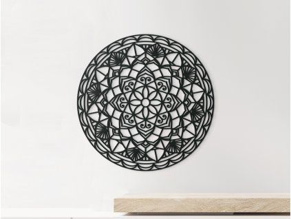 Holzmandala Kreis (Bildabmessungen 31,5 x 31,5 cm, Bildfarbe Grau)