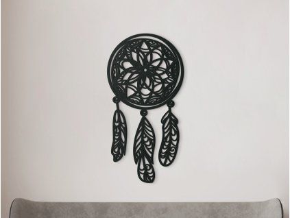 Hölzener Traumfänger (Bildabmessungen 44,5 x 22,5 cm, Bildfarbe Grau)