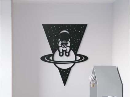 Holzsticker SITZENDER ASTRONAUT (Bildabmessungen 29,5 x 22,5 cm, Bildfarbe Grau)