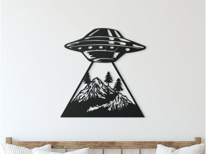 Holzsticker UFO (Bildabmessungen 22,5 x 23,5 cm, Bildfarbe Grau)