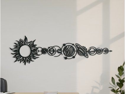 Holzsticker PLANETEN (Bildabmessungen 19 x 65 cm, Bildfarbe Grau)