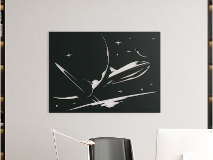 Holzbild RAUMSCHIFF (Bildabmessungen 23,5 x 31,5 cm, Bildfarbe Grau)
