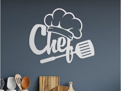 Holzdekoration CHEF (Bildabmessungen 32,5 x 38,5 cm, Bildfarbe Grau)