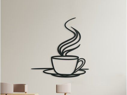Holzdekoration DUFTENDER KAFFEE (Bildabmessungen 34 x 32,5 cm, Bildfarbe Grau)