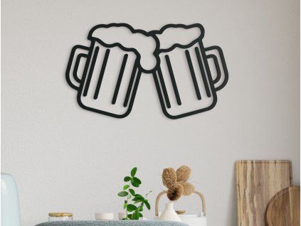 Holzdekoration BIERKRÜGE (Bildabmessungen 21,5 x 31,5 cm, Bildfarbe Grau)