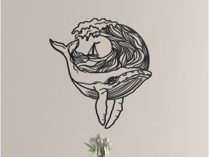 Wandsticker WALFISCH (Bildabmessungen 44,5 x 41 cm, Bildfarbe Grau)