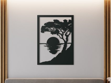 Holzbild SONNENUNTERGANG AM MEER