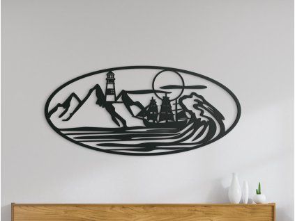 Holzbild SCHIFFFAHRT (Bildabmessungen 20,5 x 44,5 cm, Bildfarbe Grau)