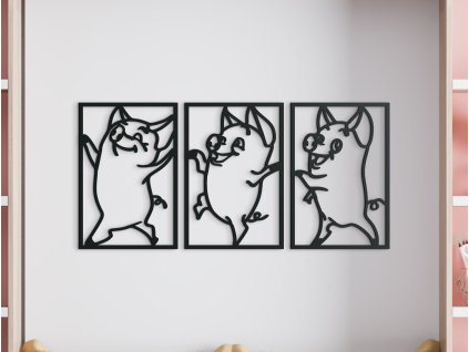 3-teiliges Wandbild für Kinder DREI SCHWEINCHEN