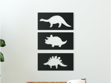 3-teiliges Kinderbild DREI ARTEN DINOSAURIER