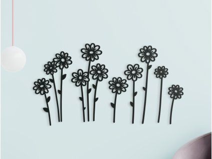Wandsticker BLÜHENDE BLUMEN (Bildabmessungen 24,5 x 44,5 cm, Bildfarbe Grau)