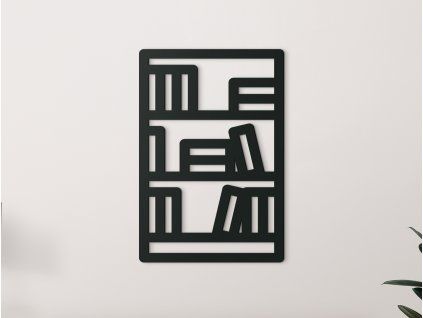 Holzsticker BIBLIOTHEK (Bildabmessungen 31,5 x 21,5 cm, Bildfarbe Grau)