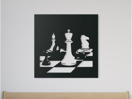 Holzbild SCHACH MATT (Bildabmessungen 22,5 x 22,5 cm, Bildfarbe Grau)