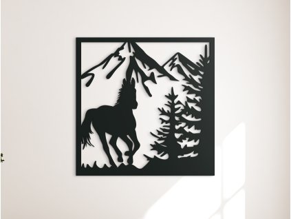 54024 holzbild galoppierendes pferd