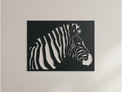 Hölzernes Wandbild ZEBRA (Bildabmessungen 22,5 x 30 cm, Bildfarbe Grau)