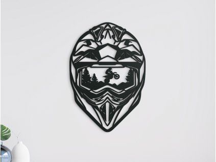 Holzsticker MOTORRADHELM (Bildabmessungen 31,5 x 21,5 cm, Bildfarbe Grau)