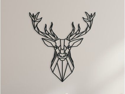 Holzsticker POLYGONALER HIRSCH (Bildabmessungen 24 x 22,5 cm, Bildfarbe Grau)