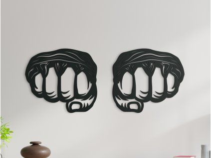 Holzsticker BOXERHÄNDE (Bildabmessungen 12,5 x 28,5 cm, Bildfarbe Grau)