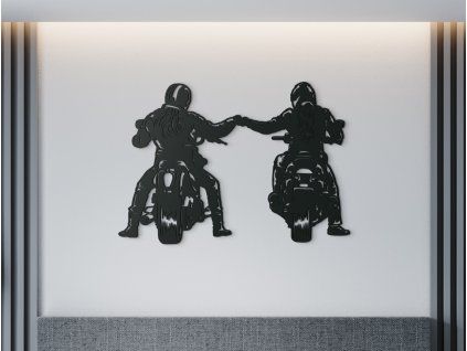 Holzsticker MOTORRADFAHRER (Bildabmessungen 22,5 x 32 cm, Bildfarbe Grau)