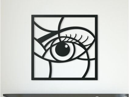 Abstraktes Holzbild AUGE (Bildabmessungen 22 x 22,5 cm, Bildfarbe Grau)