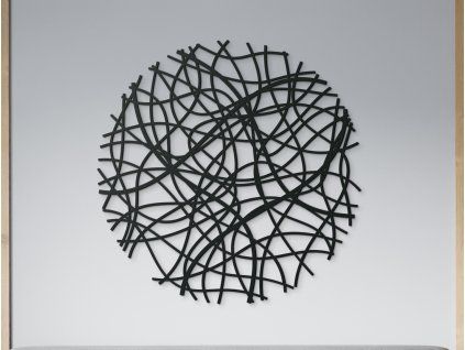 Rundes abstraktes Bild VERWICKLUNGEN (Bildabmessungen 89 x 89 cm, Bildfarbe Grau)