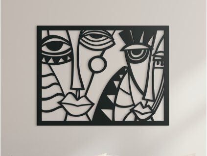 Modernes Wandbild ZWEI GESICHTER (Bildabmessungen 32,5 x 43 cm, Bildfarbe Grau)