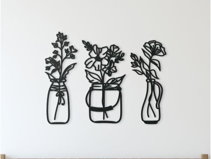 3-teiliger Holzsticker BLUMEN IN DER VASE