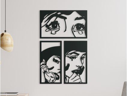 3-teiliges Holzbild COMICS (Bildabmessungen 65 x 42 cm, Bildfarbe Grau)