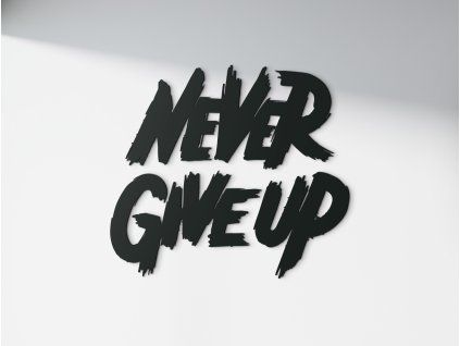 Holzsticker Never give up (Bildabmessungen 36 x 40 cm, Bildfarbe Grau)