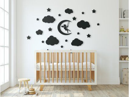 Set aus Kinderstickern FEE IN DEN WOLKEN (23 Stück) (Bildfarbe Grau)