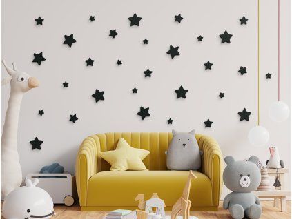 Set mit Kinderstickern KLEINE STERNE (30 Stück) (Bildfarbe Grau)