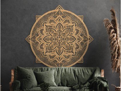Holzmandala PASSION (Bildabmessungen 84 x 84 cm, Bildfarbe Grau)