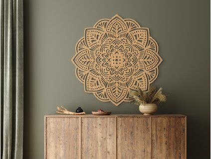 Holzmandala GLÜCK (Bildabmessungen 80,5 x 80,5 cm, Bildfarbe Grau)