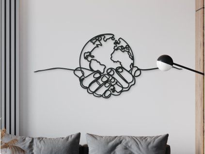 3D-Wandsticker UMARMUNG DER ERDE (Bildabmessungen 46,5 x 44,5 cm, Bildfarbe Grau)