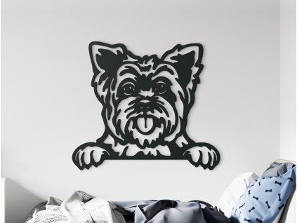 Wandbild Yorkshire Terrier (Bildabmessungen 27,5 x 31,5 cm, Bildfarbe Grau)