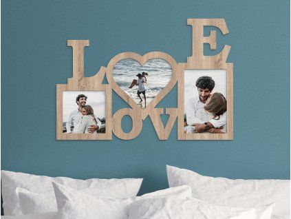 Designfotorahmen für die Wand LIEBE (Bildfarbe Grau)