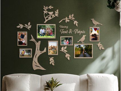 Fotorahmen Lebensbaum + eigene Aufschrift (Bildabmessungen 72,5 x 98,5 cm, Bildfarbe Grau)