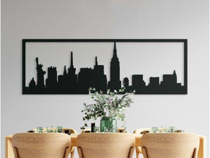 Panoramabild New York (Bildabmessungen 20,5 x 62 cm, Bildfarbe Grau)