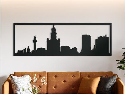 Panoramabild Warschau (Bildabmessungen 20,5 x 62 cm, Bildfarbe Grau)