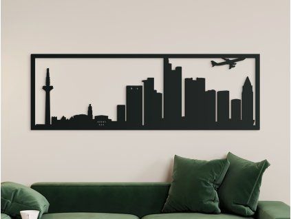Panoramabild Frankfurt (Bildabmessungen 20,5 x 62 cm, Bildfarbe Grau)