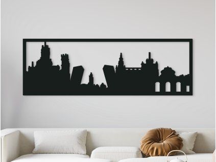 Panoramabild Madrid (Bildabmessungen 20,5 x 62 cm, Bildfarbe Grau)