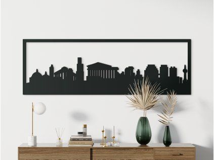 Panoramabild Athen (Bildabmessungen 20,5 x 62 cm, Bildfarbe Grau)