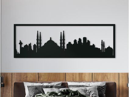 Panoramabild Istanbul (Bildabmessungen 20,5 x 62 cm, Bildfarbe Grau)