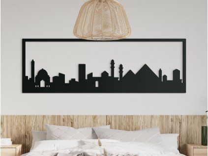 Panoramabild Kairo (Bildabmessungen 20,5 x 62 cm, Bildfarbe Grau)
