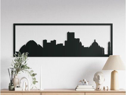 Panoramabild Delhi (Bildabmessungen 20,5 x 62 cm, Bildfarbe Grau)