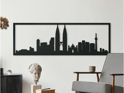 Panoramabild Kuala Lumpur (Bildabmessungen 20,5 x 62 cm, Bildfarbe Grau)