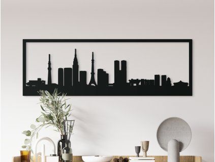 Panoramabild Tokio (Bildabmessungen 20,5 x 62 cm, Bildfarbe Grau)